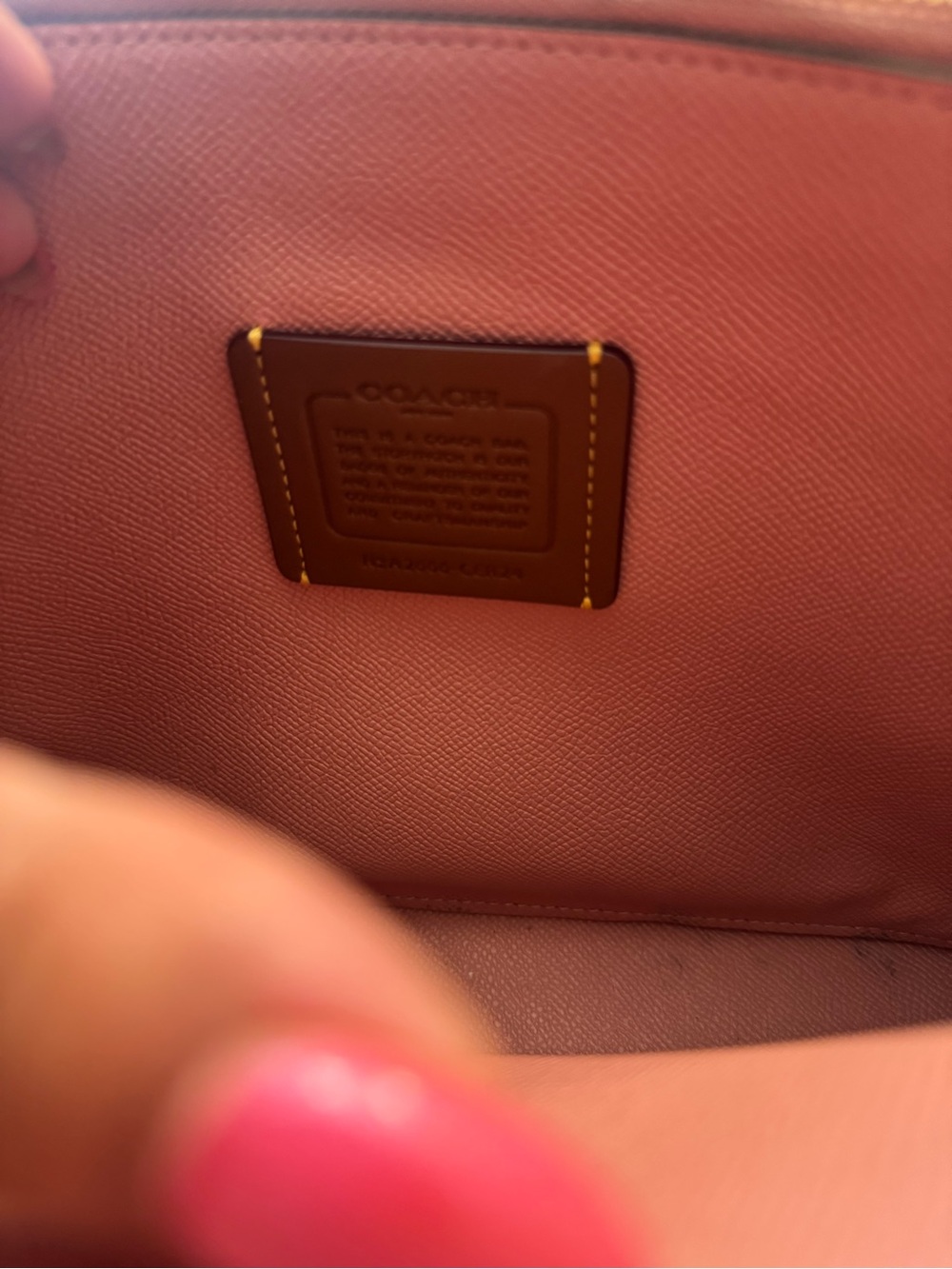 Coach Pink Logo Tote with Brown Leather Trim and Card Case - Picture 4 of 8